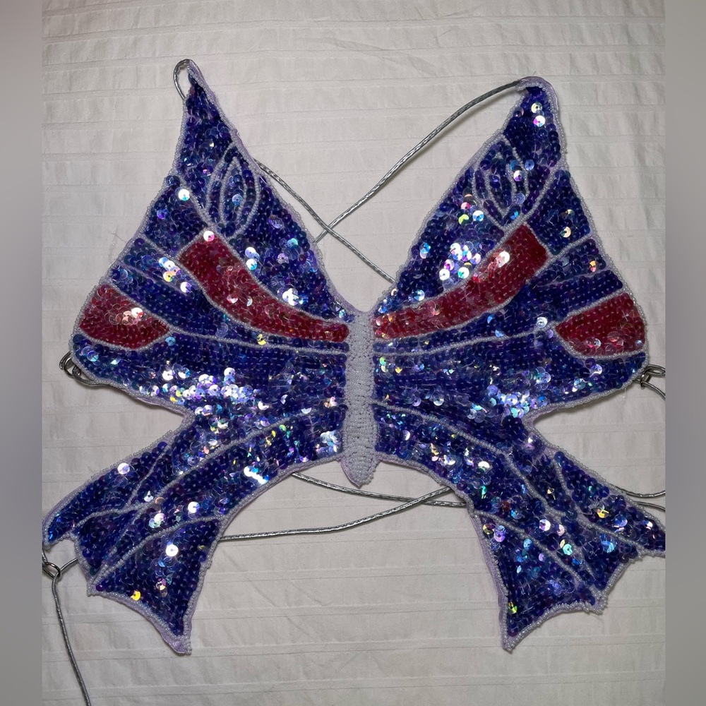 Sequin Butterfly Tie Top